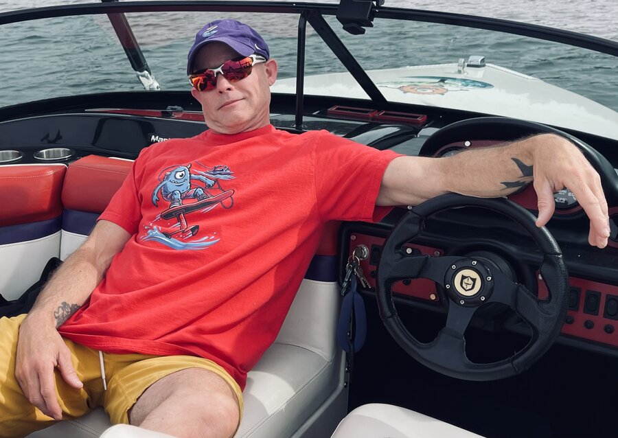 Red and purple definitely matches the boat color scheme.
