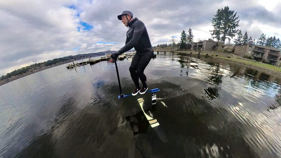 Smallest Board Ridden on a Scootpump Foil