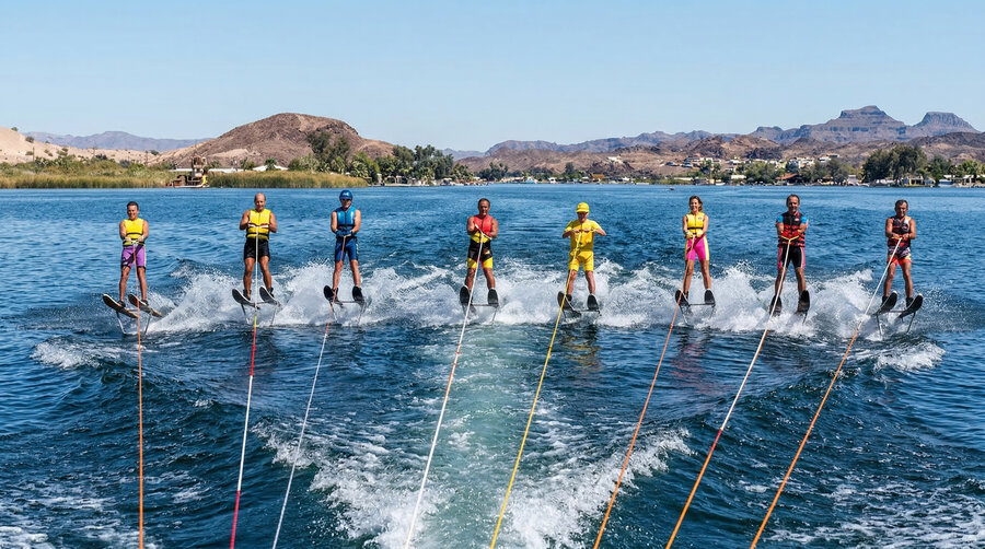 Most stand-up hydrofoil riders behind one boat - 8