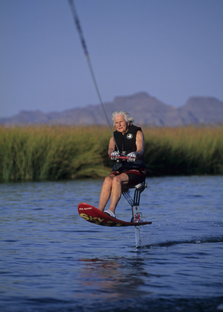 Oldest female to ride a sit-down hydrofoil - 84 years old