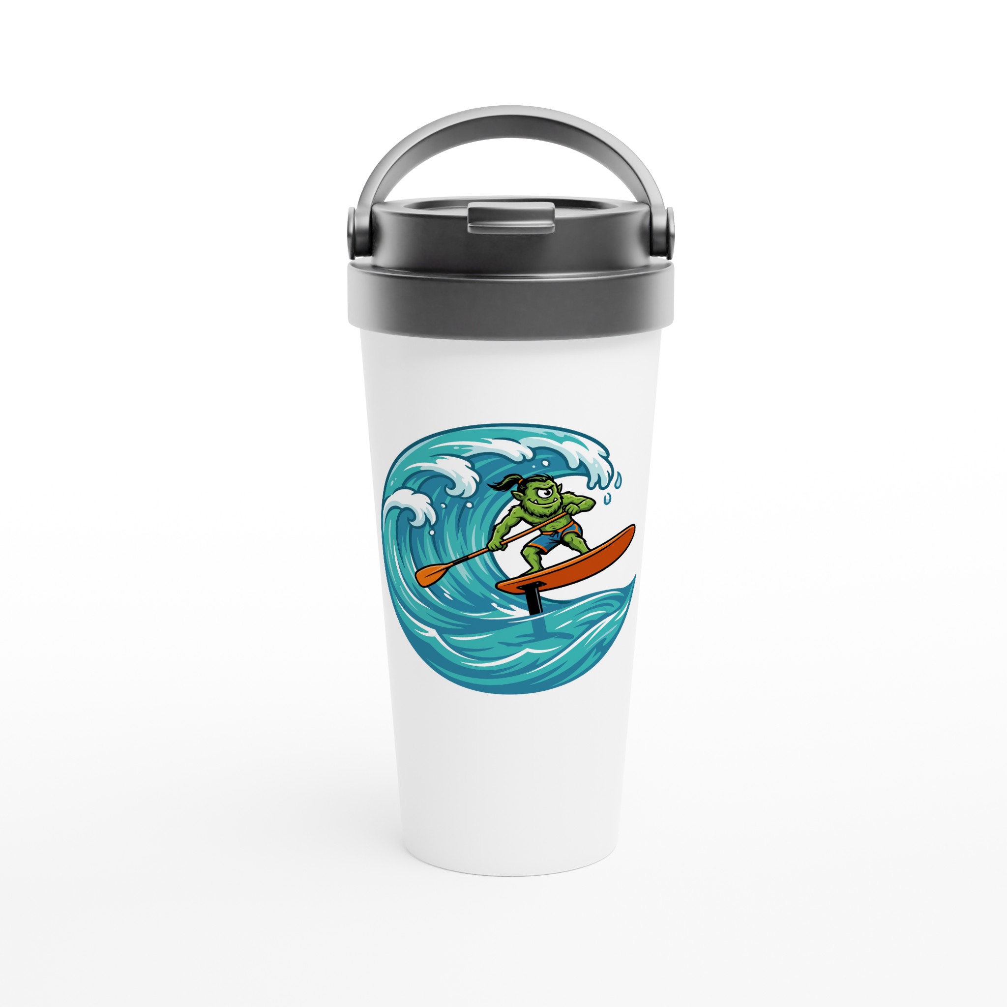Grom SUP Foil White 15oz Stainless Steel Travel Mug
