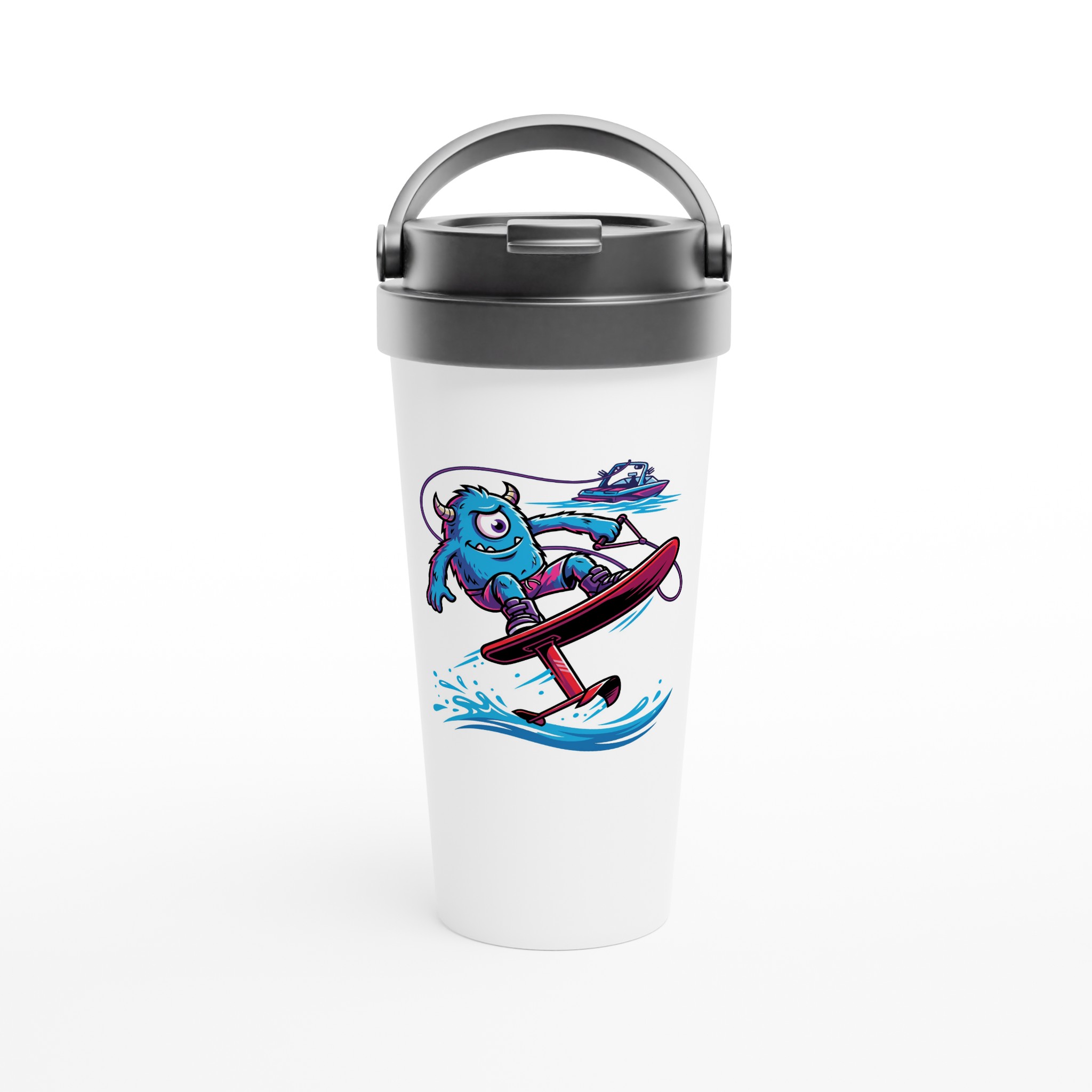 Bucklehorn Standup Foiling White 15oz Stainless Steel Travel Mug