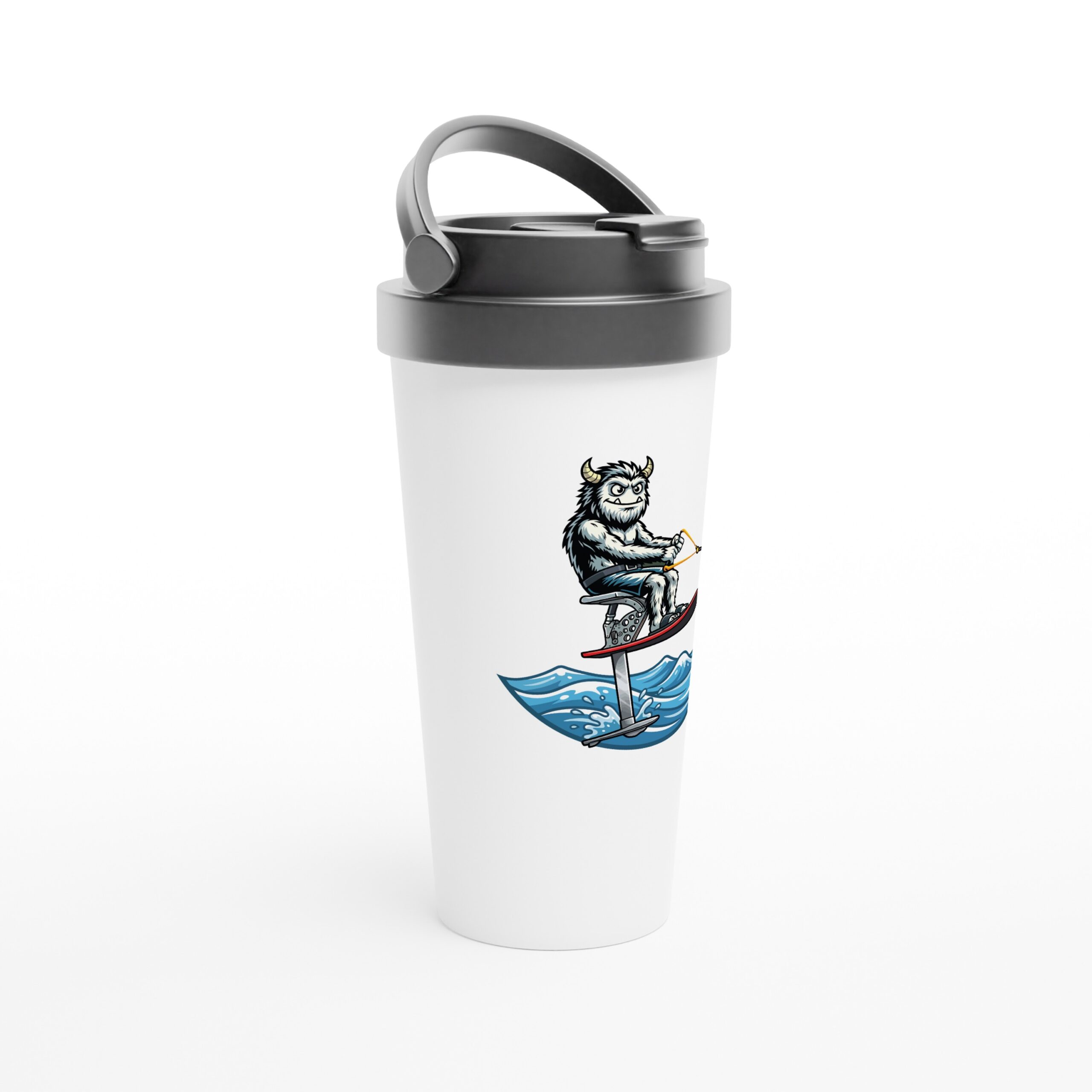 Pinto Sky Ski White 15oz Stainless Steel Travel Mug - Image 4