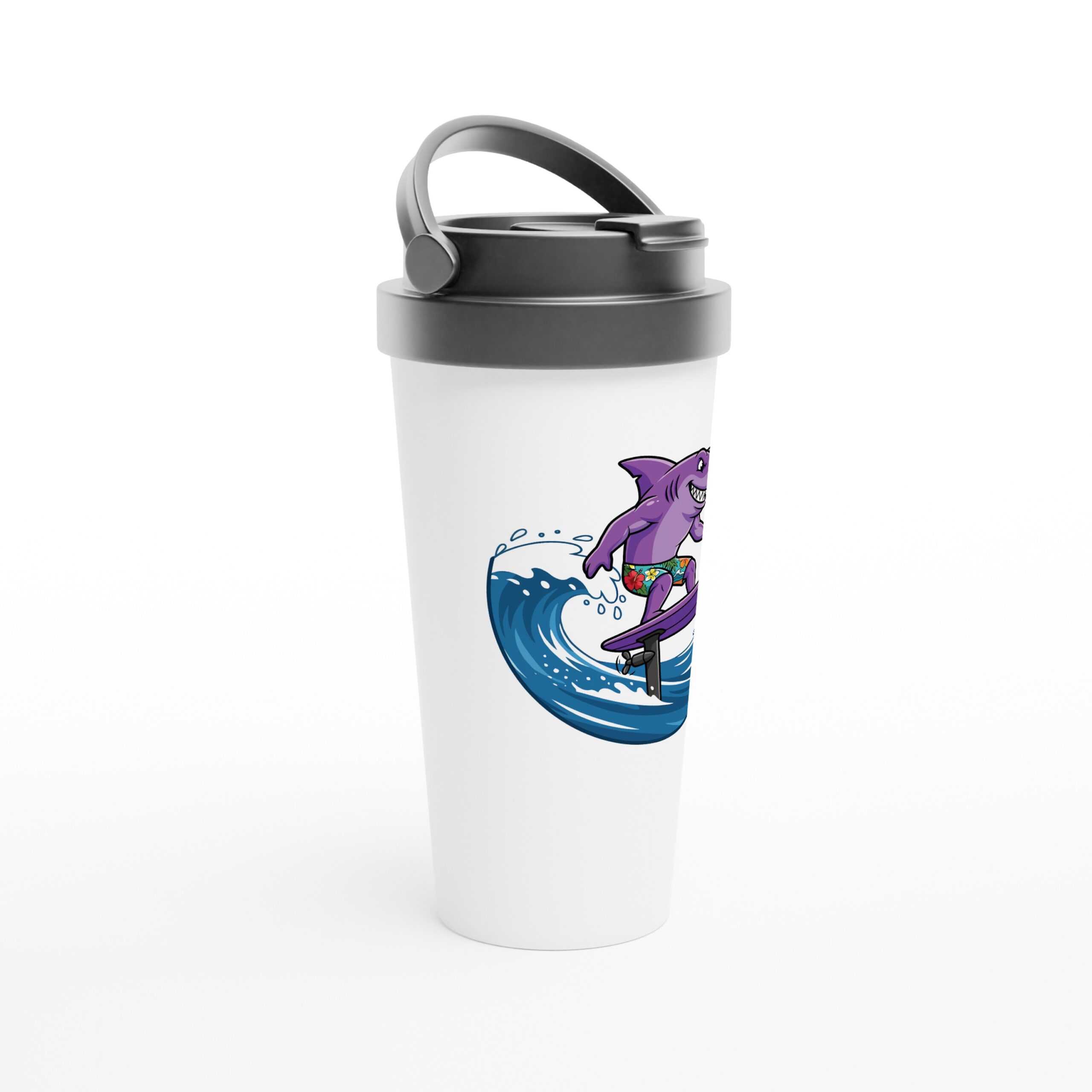 Rocco Foil Driving White 15oz Stainless Steel Travel Mug - Image 4