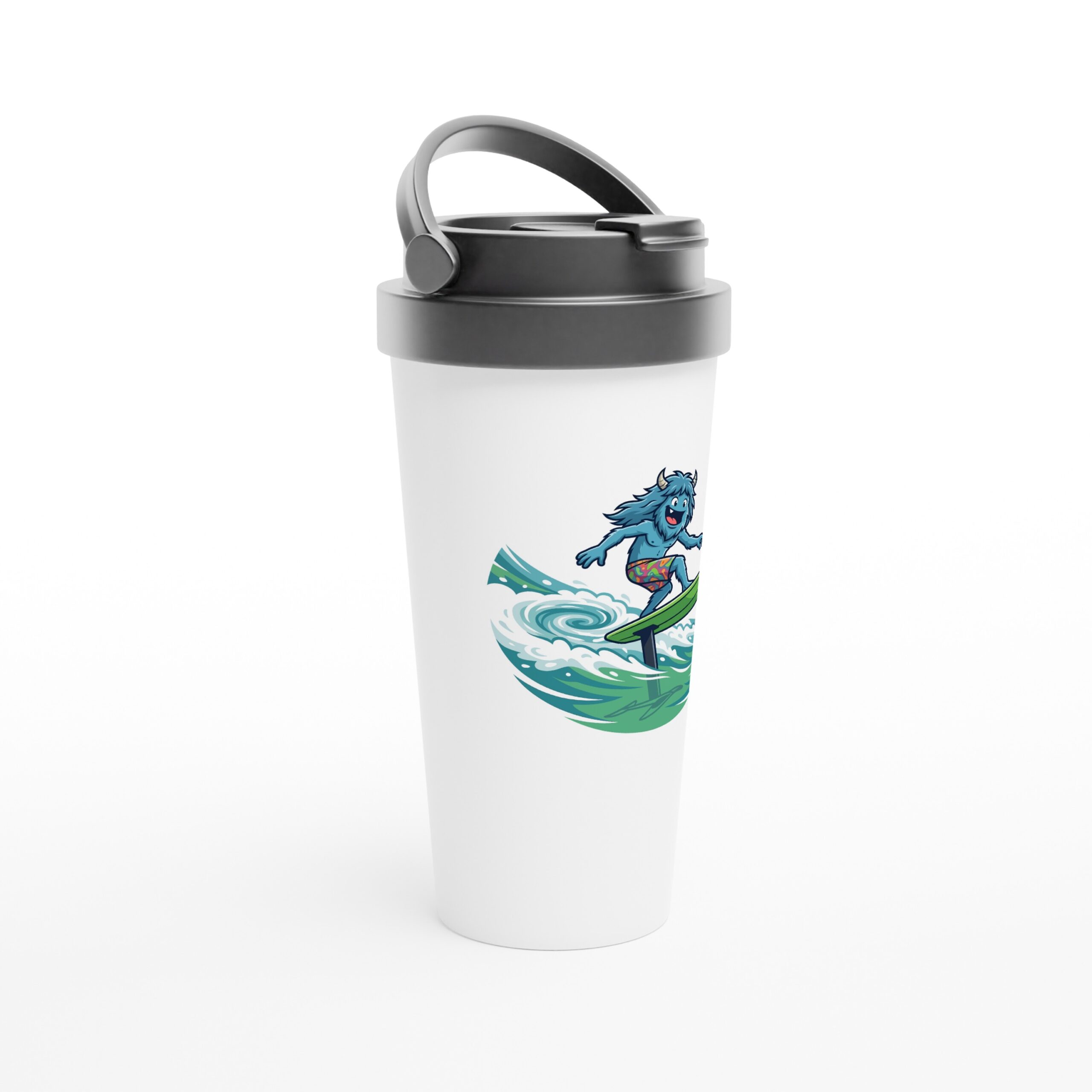Riff River Foil White 15oz Stainless Steel Travel Mug - Image 4