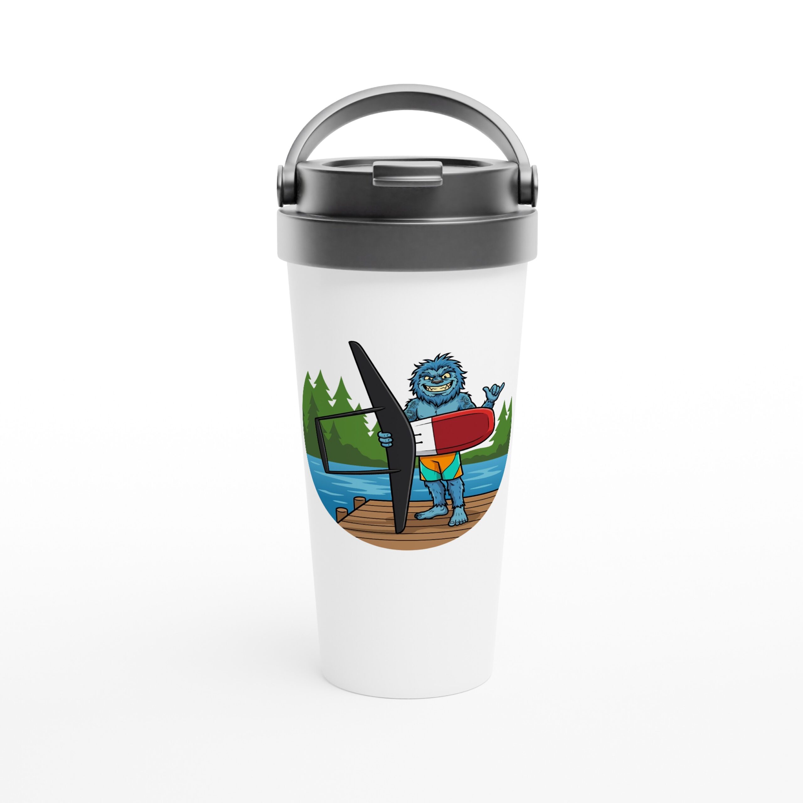 Glitch Freefoil White 15oz Stainless Steel Travel Mug