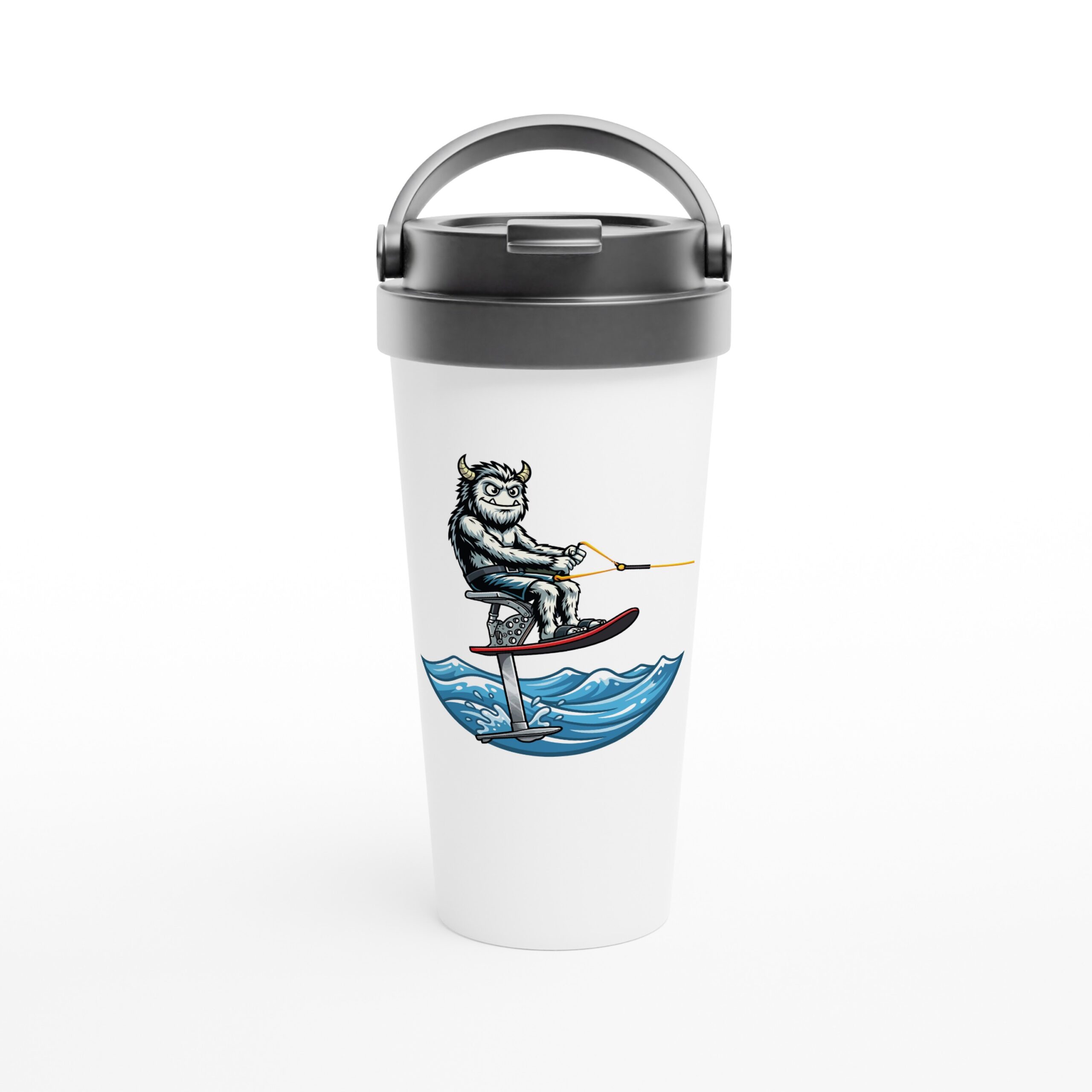 Pinto Sky Ski White 15oz Stainless Steel Travel Mug