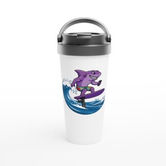 Rocco Foil Driving White 15oz Stainless Steel Travel Mug