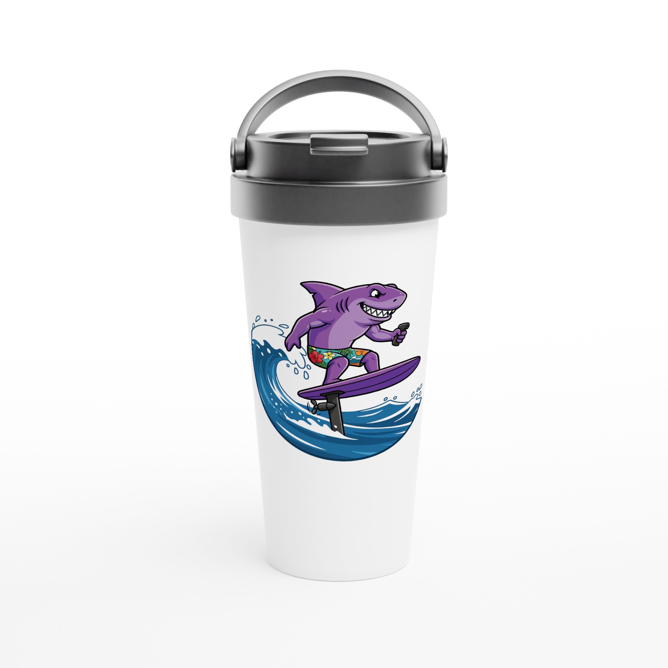 Rocco Foil Driving White 15oz Stainless Steel Travel Mug