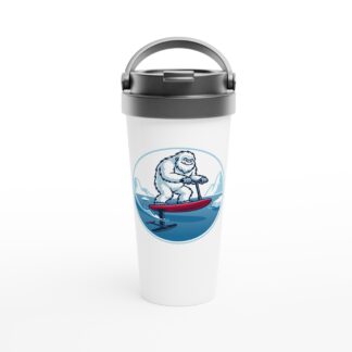 Frosty Scoot Pump White 15oz Stainless Steel Travel Mug