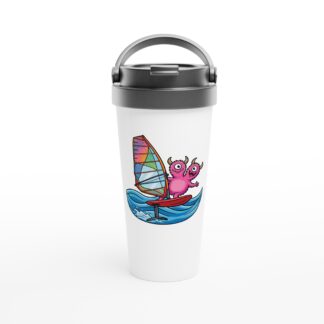 Jasper & Casper Windsurfing White 15oz Stainless Steel Travel Mug