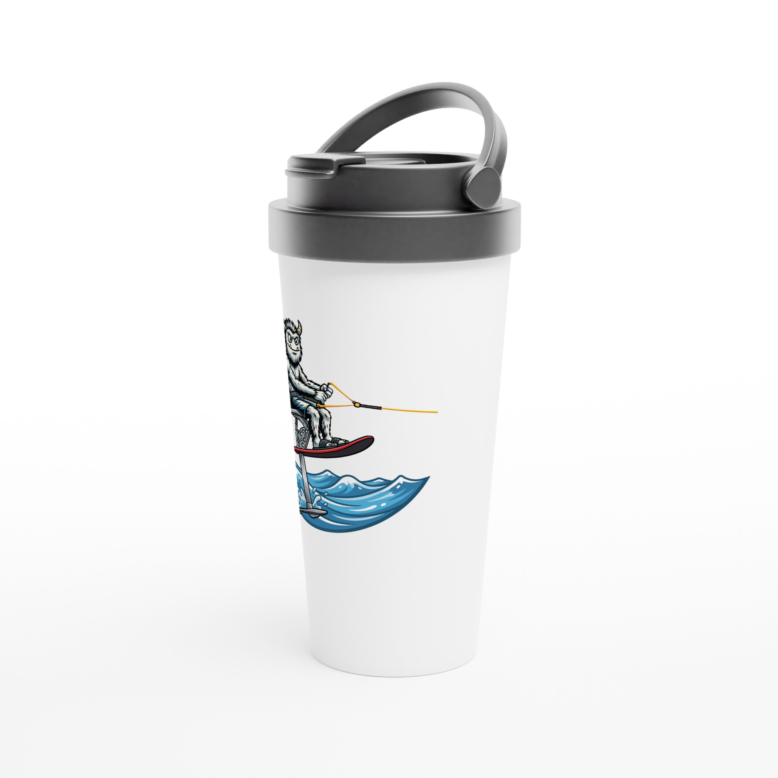 Pinto Sky Ski White 15oz Stainless Steel Travel Mug - Image 3