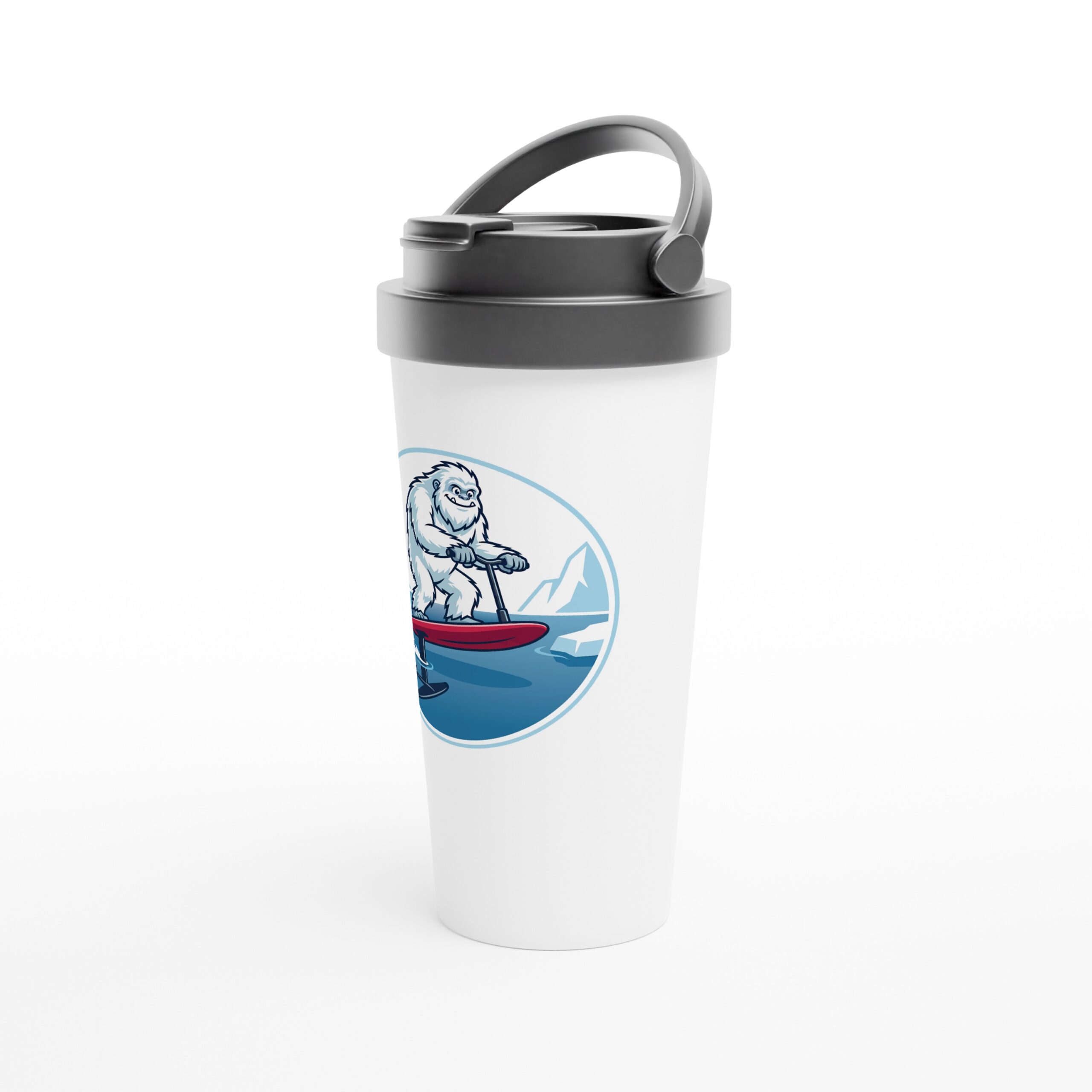 Frosty Scoot Pump White 15oz Stainless Steel Travel Mug - Image 3