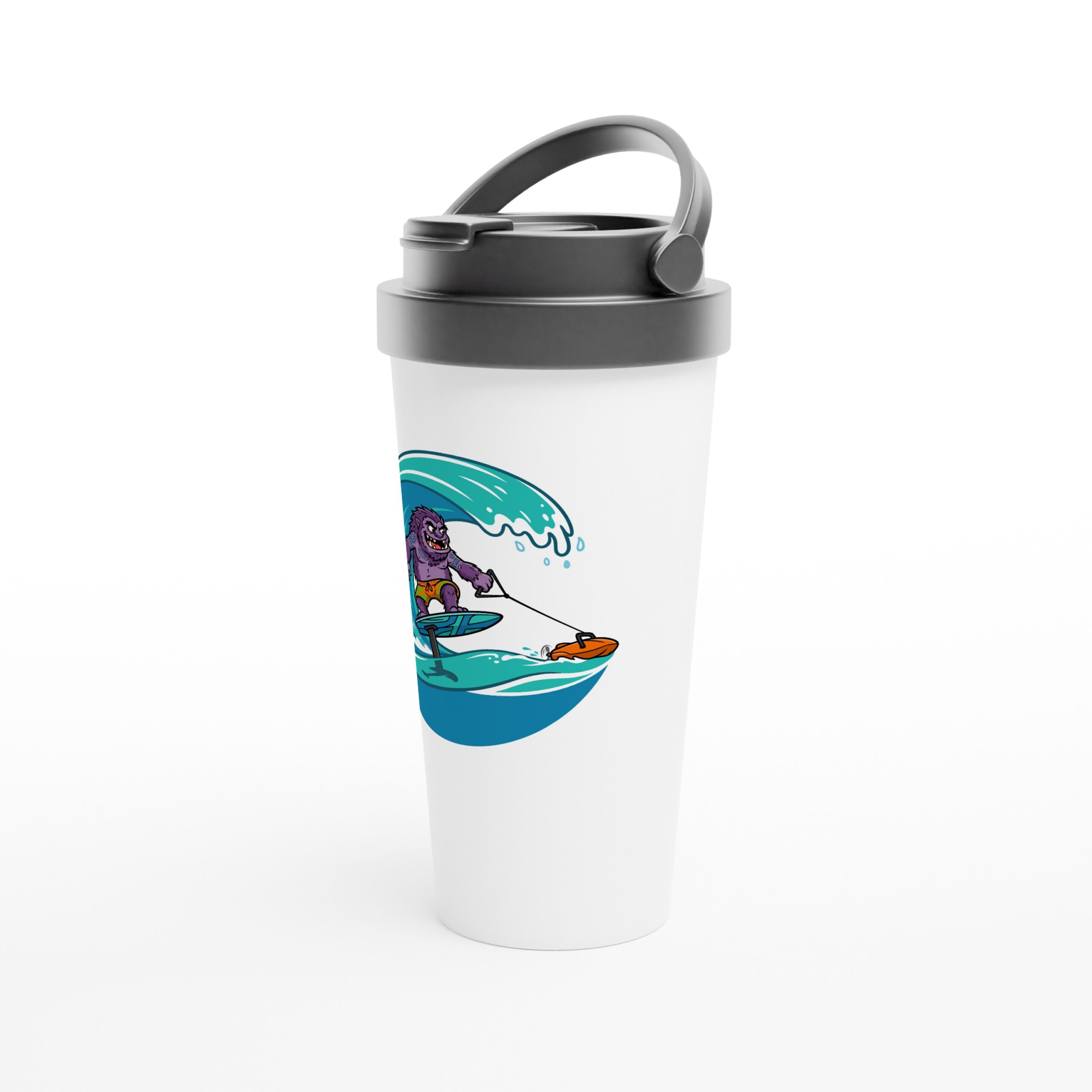 Gnar Tow Boogie White 15oz Stainless Steel Travel Mug - Image 3