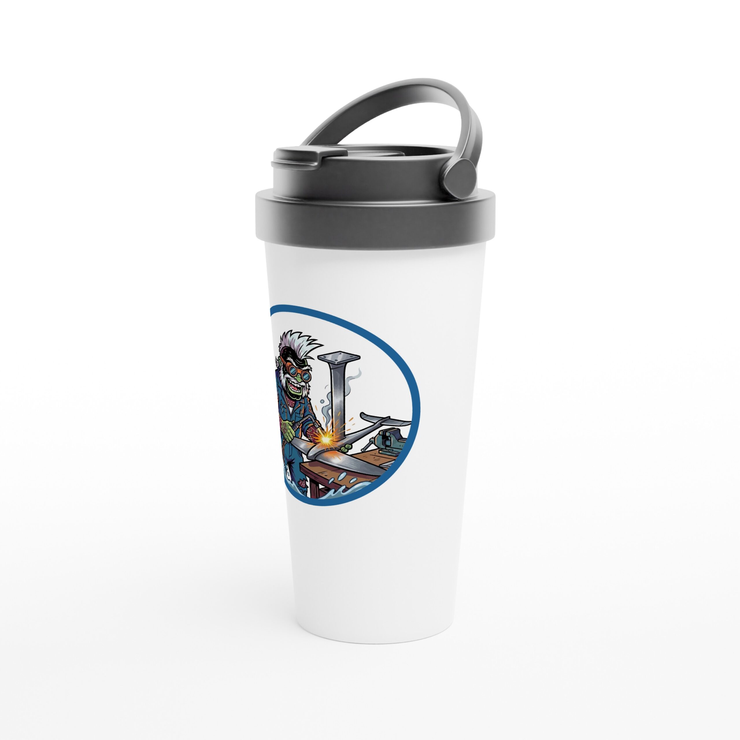 Notorious Mechanic White 15oz Stainless Steel Travel Mug - Image 3