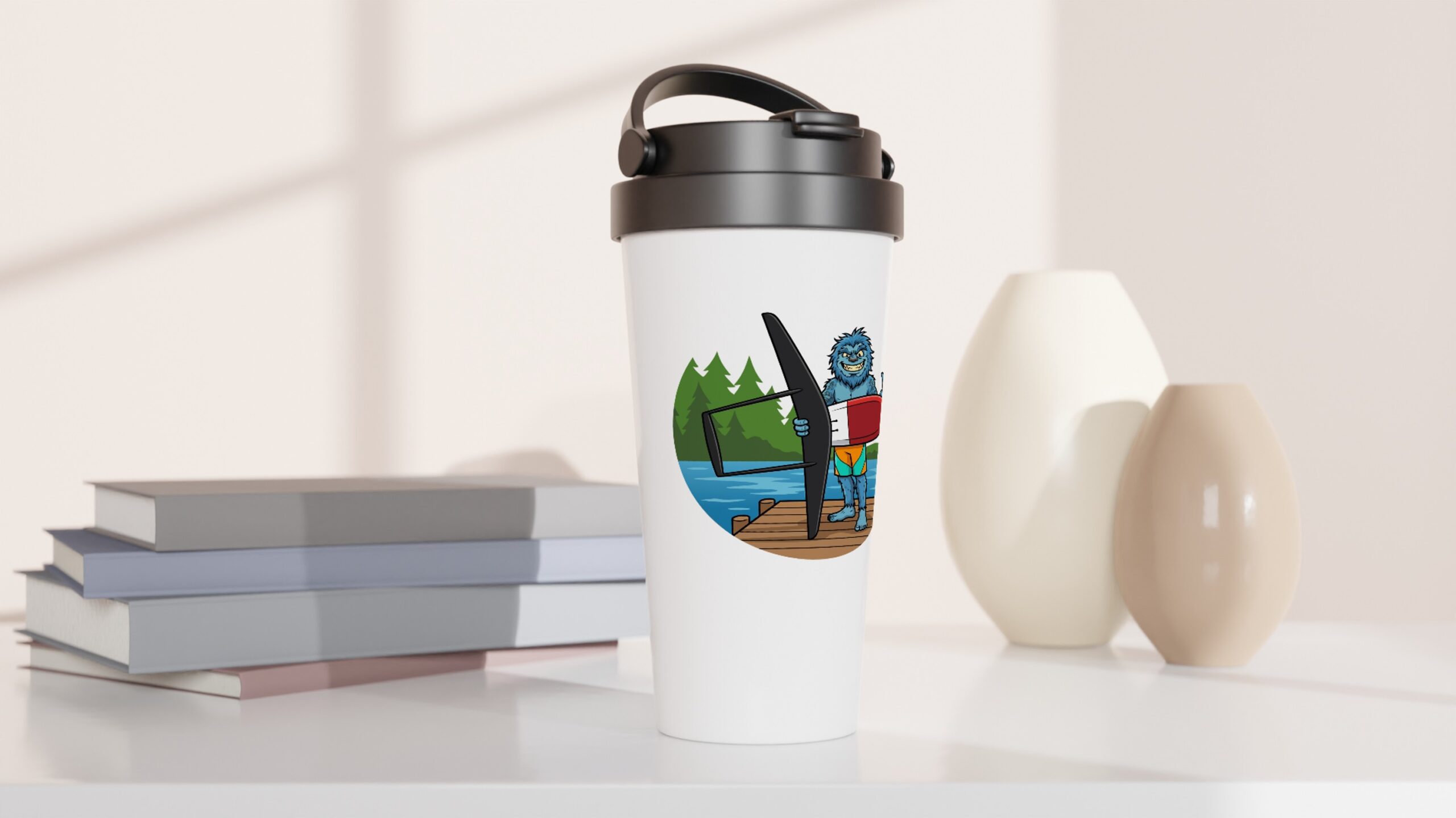 Glitch Freefoil White 15oz Stainless Steel Travel Mug - Image 2