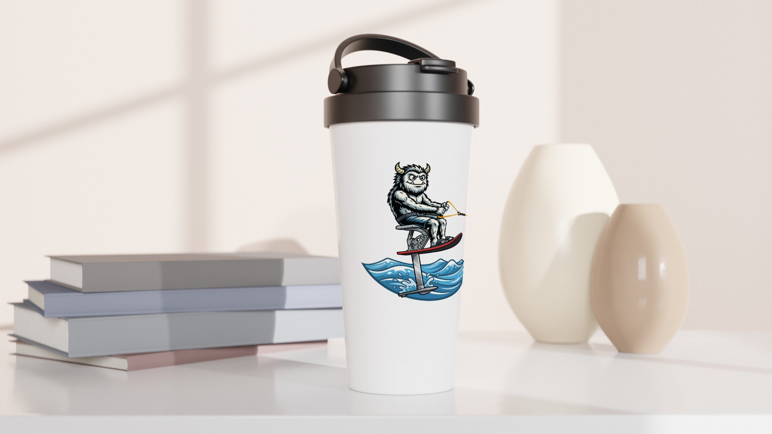 Pinto Sky Ski White 15oz Stainless Steel Travel Mug - Image 2