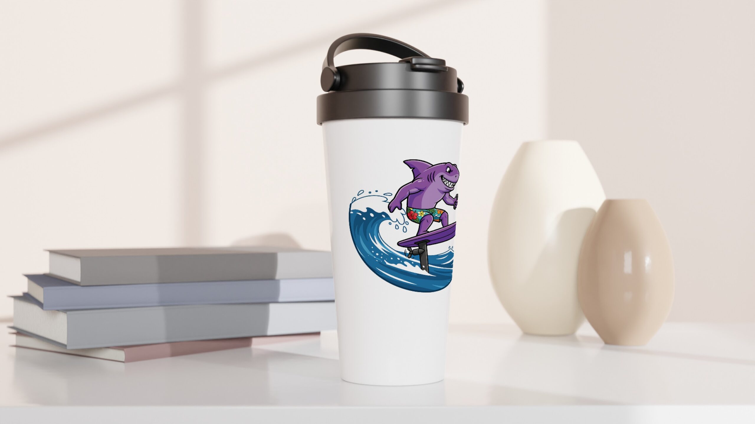 Rocco Foil Driving White 15oz Stainless Steel Travel Mug - Image 2