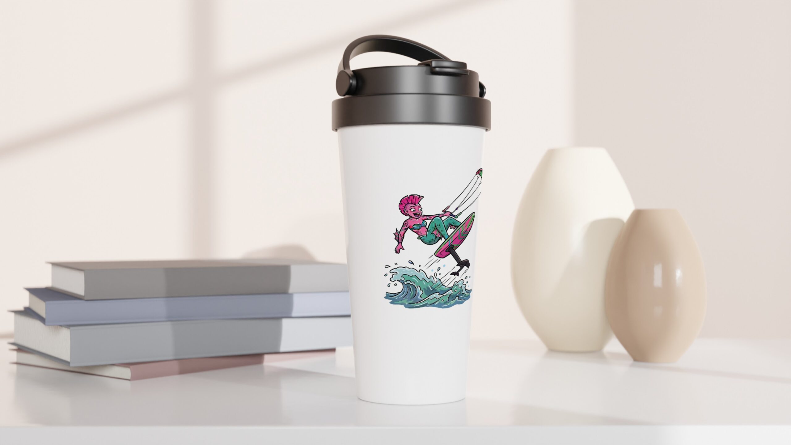 Roxy Kite Foil White 15oz Stainless Steel Travel Mug - Image 2