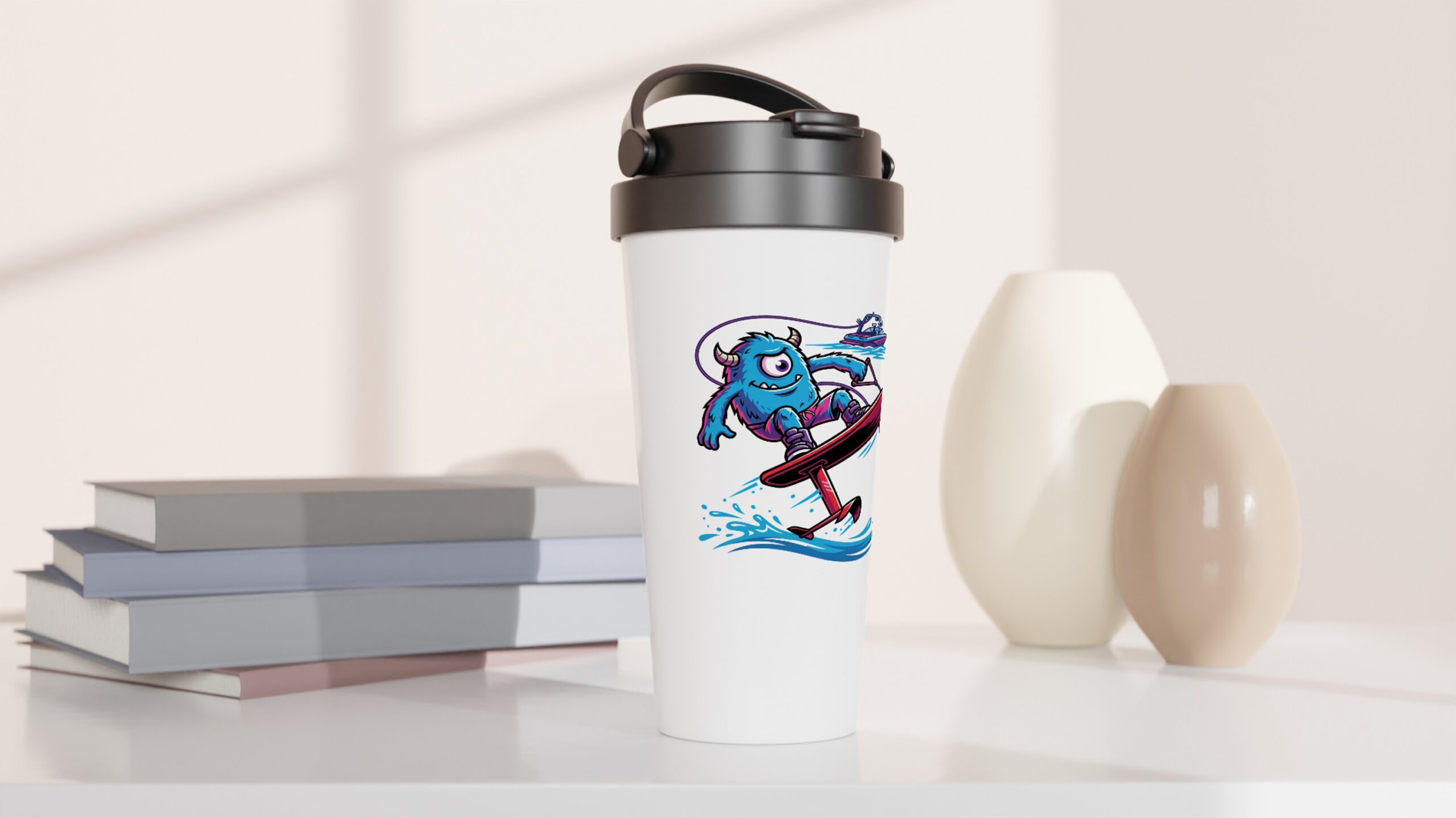 Bucklehorn Standup Foiling White 15oz Stainless Steel Travel Mug - Image 4