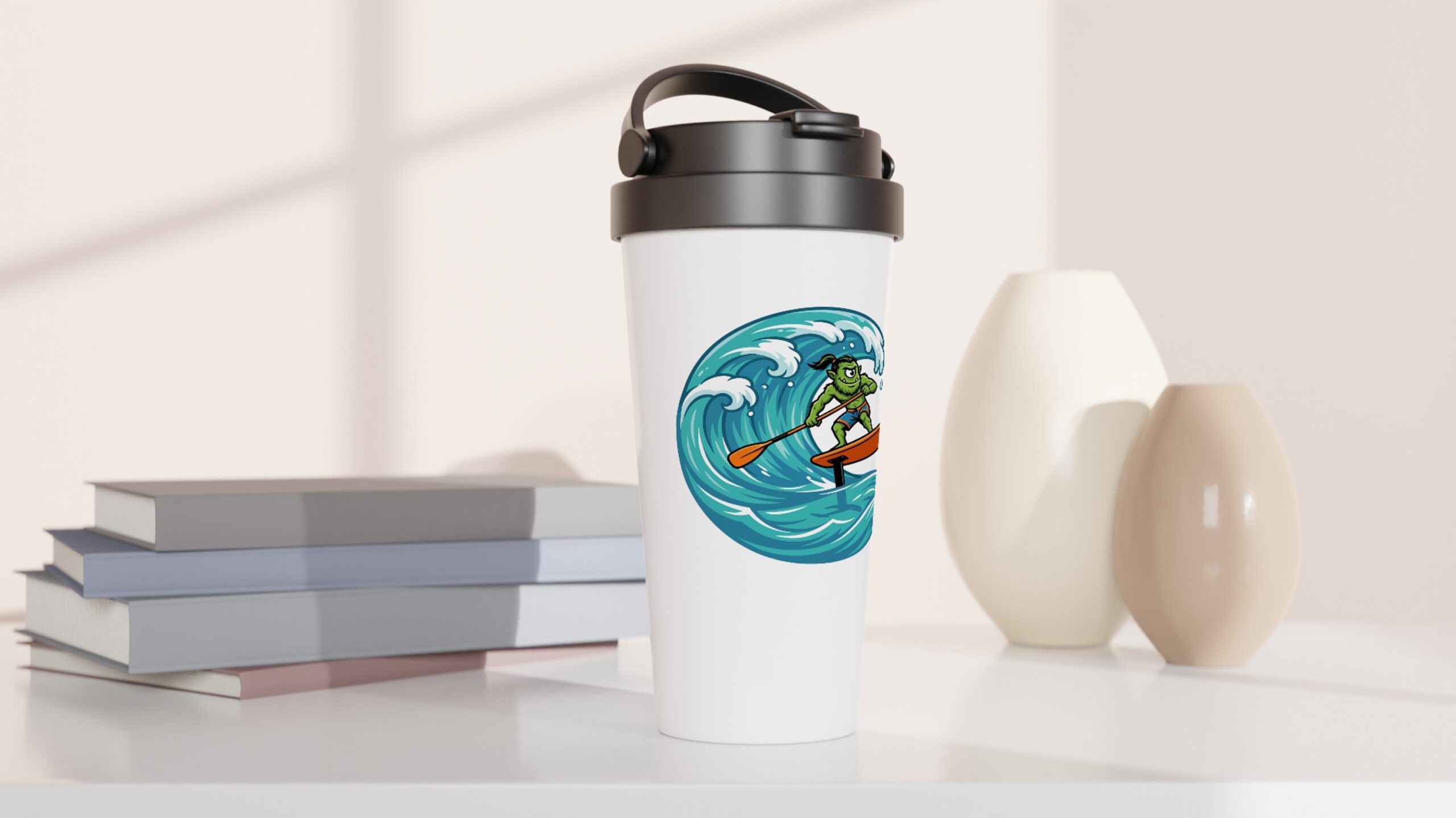 Grom SUP Foil White 15oz Stainless Steel Travel Mug - Image 4