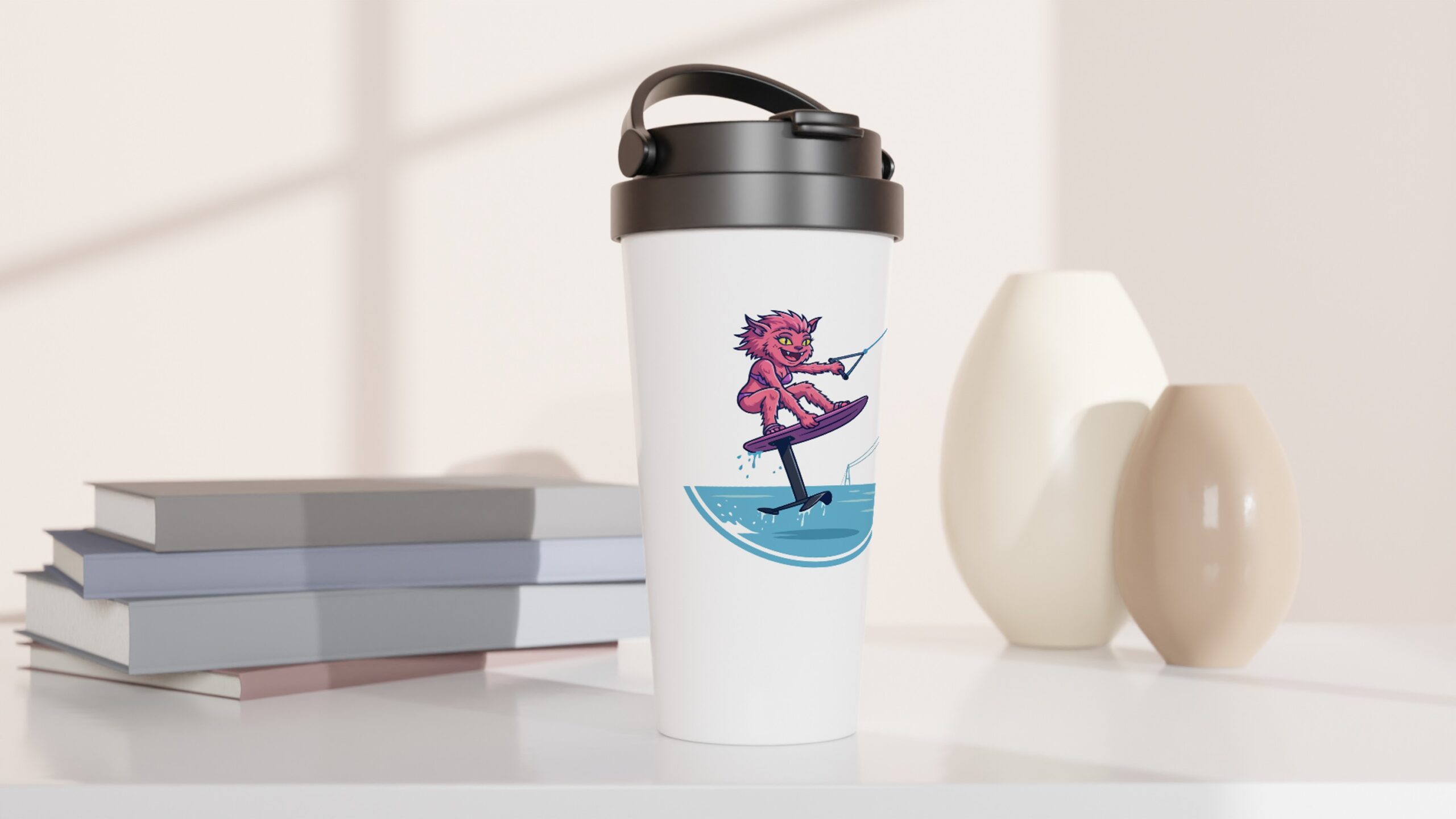 Riffi Cable Park Foiling White 15oz Stainless Steel Travel Mug - Image 4