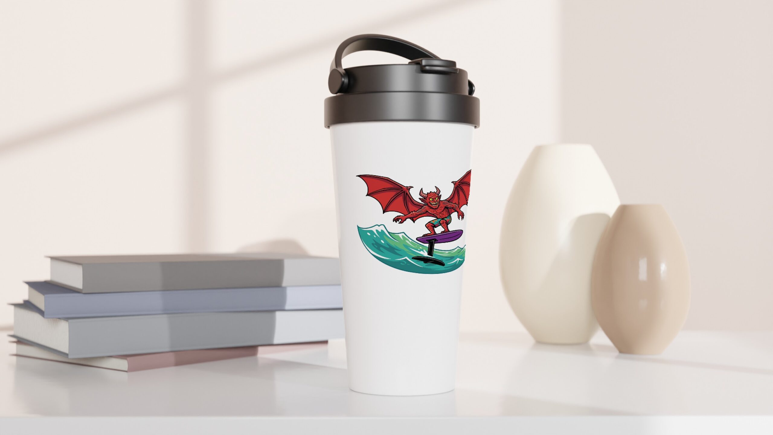 Vraxen Wing Foil White 15oz Stainless Steel Travel Mug - Image 2