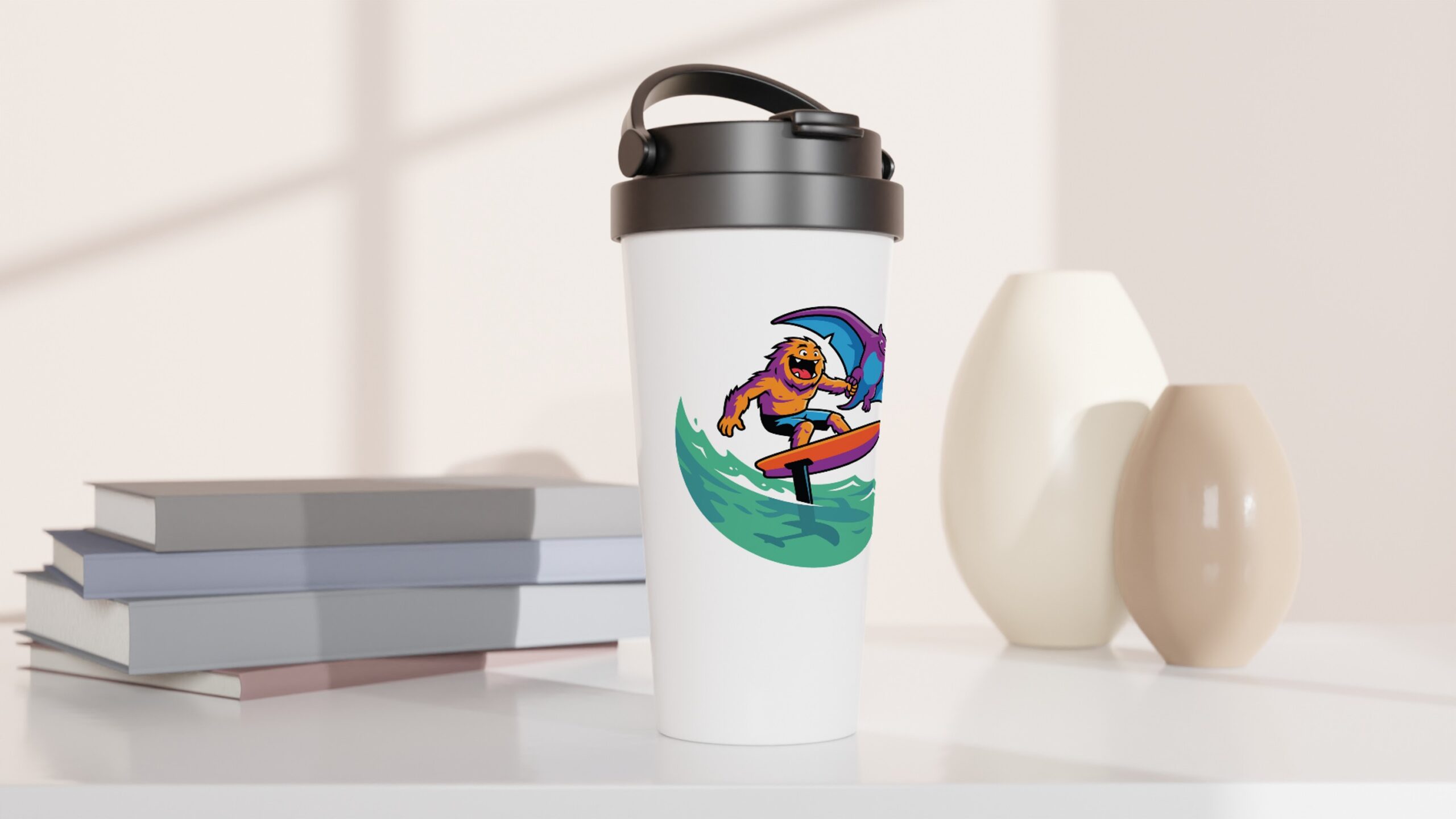 Griffin Winging White 15oz Stainless Steel Travel Mug - Image 2