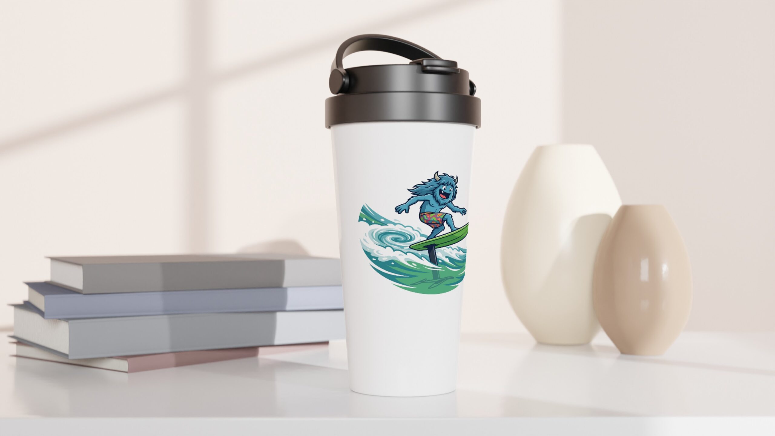 Riff River Foil White 15oz Stainless Steel Travel Mug - Image 2