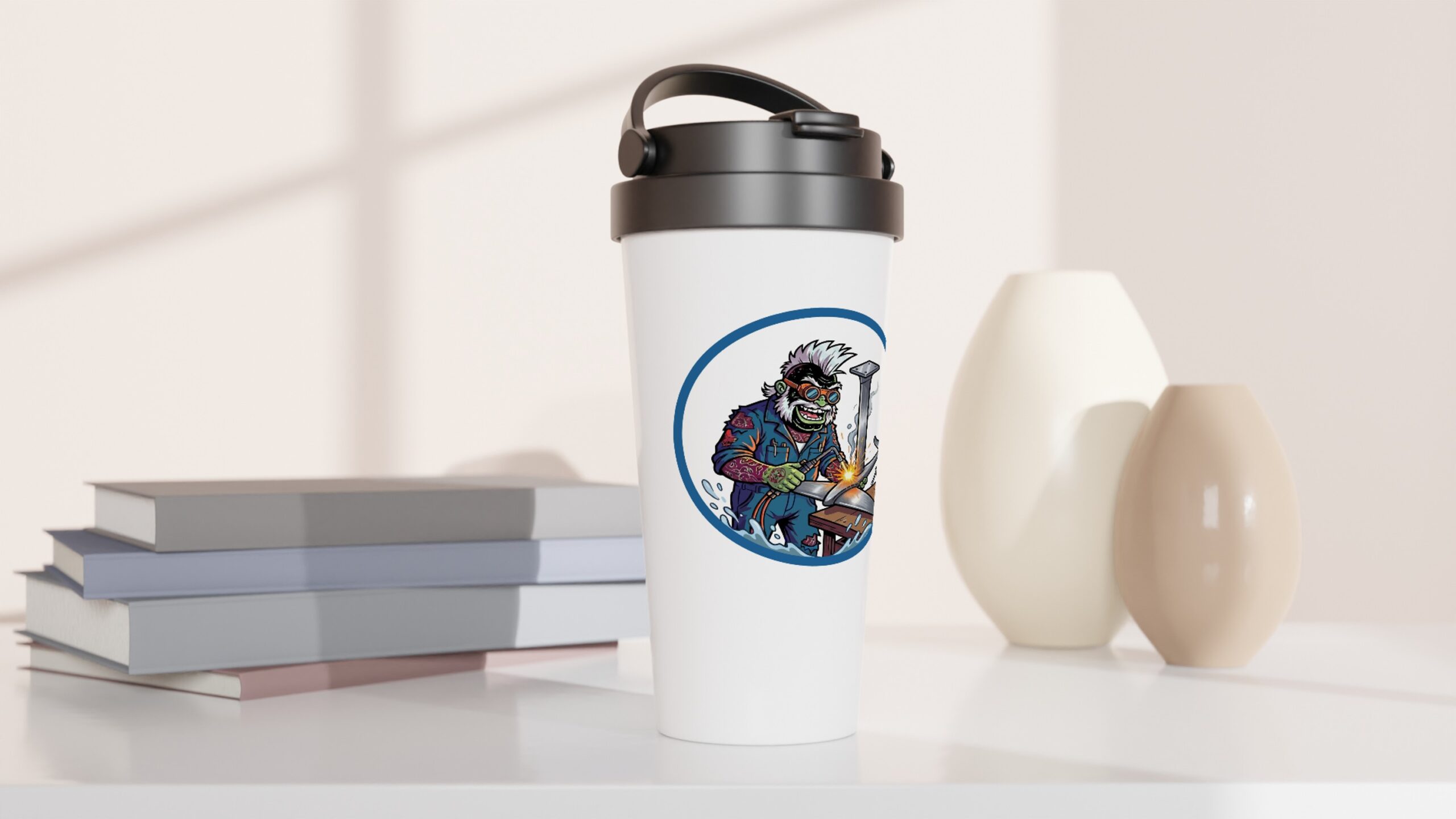 Notorious Mechanic White 15oz Stainless Steel Travel Mug - Image 2